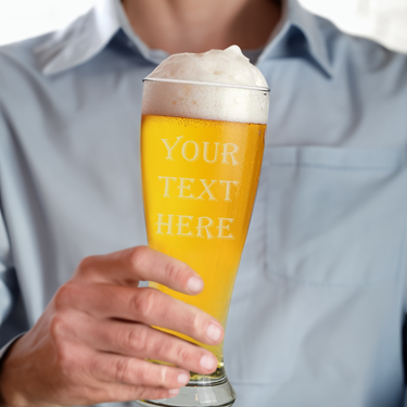 Personalized 16oz Pilsner Beer Glass | Custom Text Monogram Groomsmen Pilsner Glass